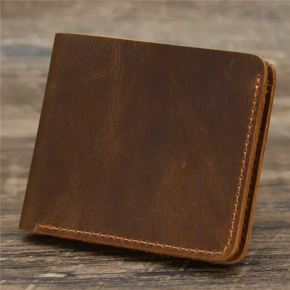 Men's Crazy Horse Leather Wallet, Genuine Leather Wallet, Card Bag, Simple Retro European and American Style, Mens Purse 2026