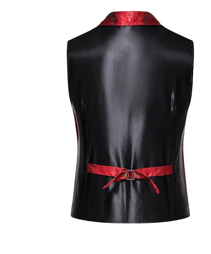 Men's Suit Vest , Casual Lapel Single Breasted Jacquard Slim Fit Holiday Vest, Red, Pink, Black and more available.