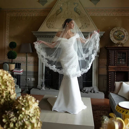 Elegant Mermaid Wedding Dresses Women Off Shoulder Satin Bridal Dress Sexy Sweetheart 2026 Wedding Party Gowns Customized