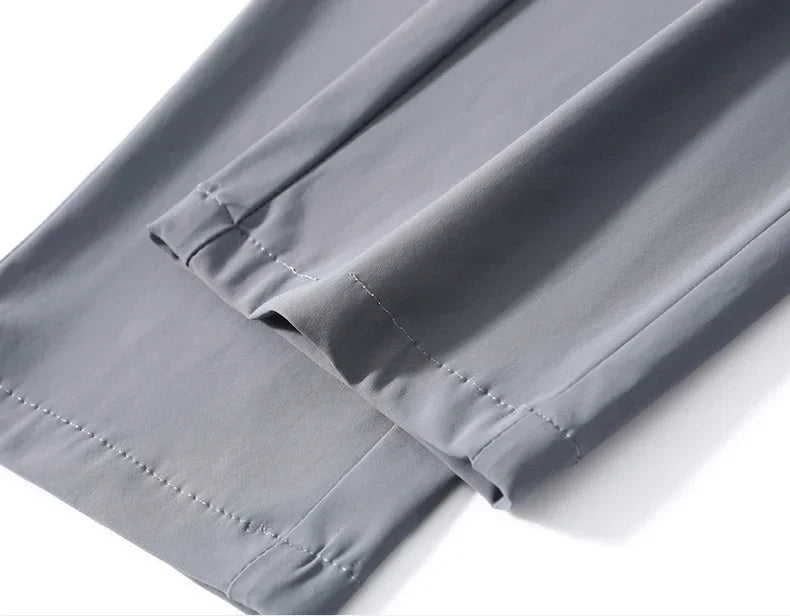 Summer Ultra-thin Men's Casual Pants High Elastic Quick-drying Ice Silk Slim Straight Business Formal Solid Color Trousers
