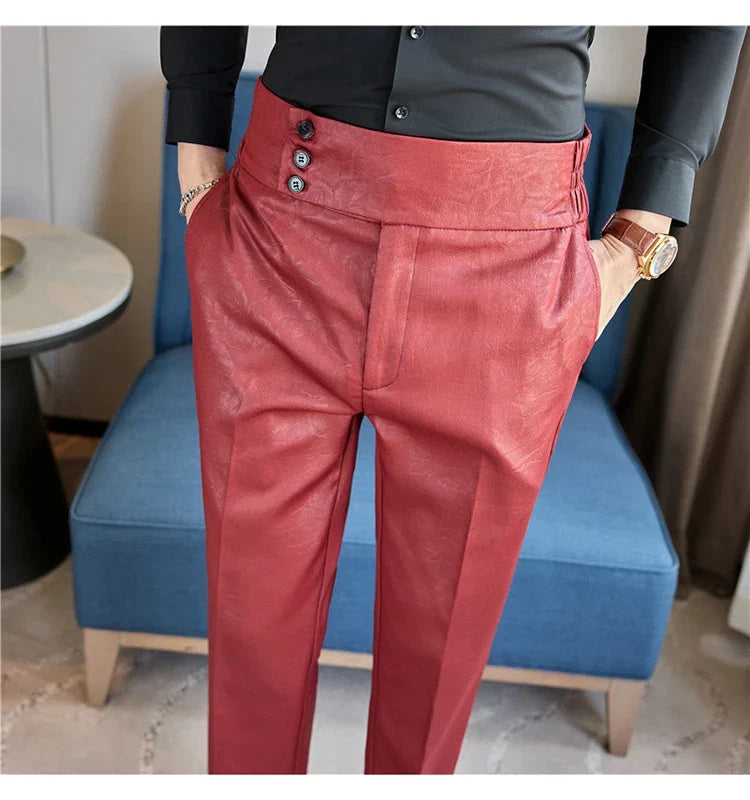 High-end Fashion Glossy Jacquard Design High Waisted Trousers Neapolitan Draped Casual Business Formal Office Social Suit Pants