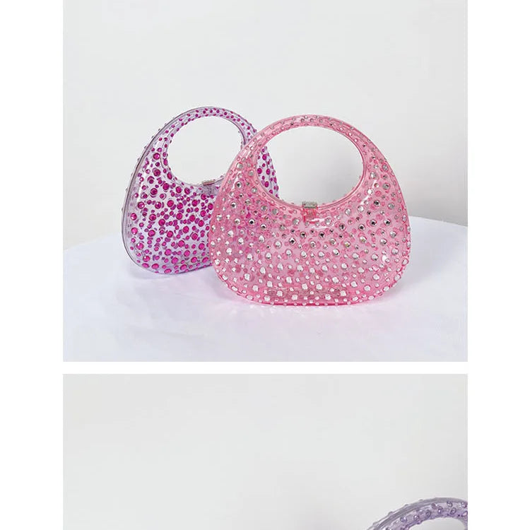 Fashion Women Diamond Handbags and Purses Transparent Acrylic Luxury Party Prom Evening Bag Casual Bling Bling Clear Clutch