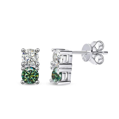 1.2cttw 100% Real Green Moissanite Studs Earrings for Women  Classic Four Claw Ear Studs S925 Sterling Silver Jewelry GRA