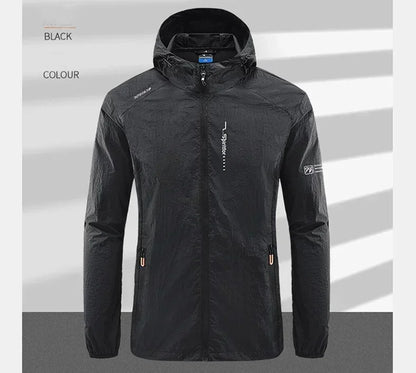 Summer Outdoor Quick Dry Sun-Protective Thin Jacket Men Hiking Fishing Cycling Hooded Gym Sport Windbreaker Ultra Light Coats