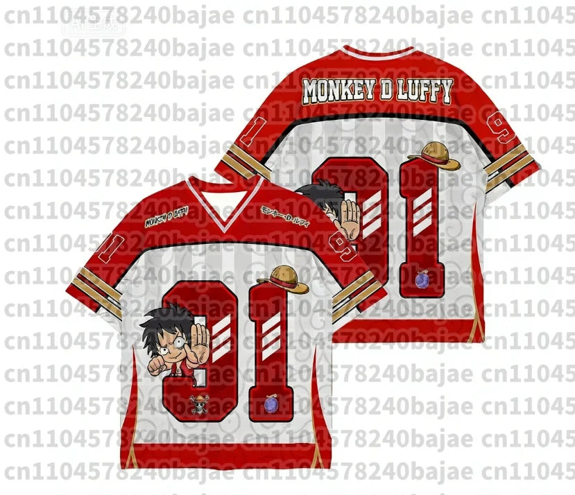 2026 New One Piece Monkey D.Luffy Zoro Anime Football Jersey Summer Plus Size Breathable Jersey Cosplay Short Sleeve T-shirt