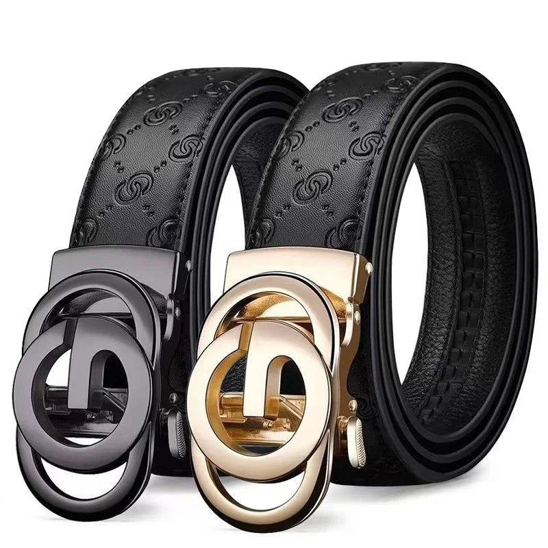 Luxury Men's Belt, Automatic Buckle Belt for Men, High Quality Genuine Leather Belt Printed Design Men's Business Belt Men