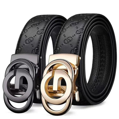 Luxury Men's Belt, Automatic Buckle Belt for Men, High Quality Genuine Leather Belt Printed Design Men's Business Belt Men