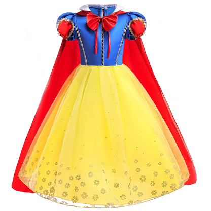 Deluxe Snow White Gown Set with Accessories Princess Costume Fairy Cosplay for Girls Kids Toddler Carnival Party Vestido