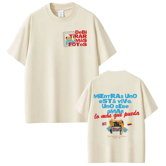 Rapper Bad Bunny T-shirt Debi Tirar Mas Fotos DTMF Tour T Shirts Men's Women Clothing Fashion Hip Hop Vintage T-shirt Streetwear