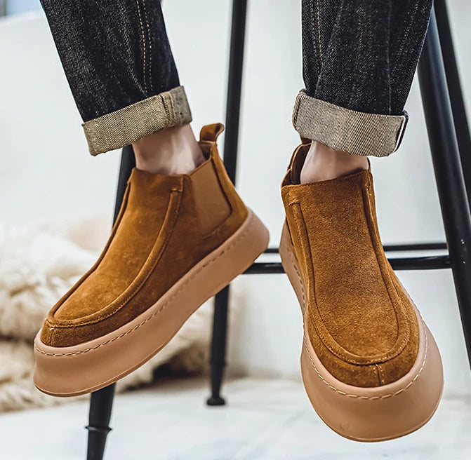 Male Chelsea Shoes Spring Autumn High Cut Platform Men's Booties Boots Classic New Size 44 Trendy 2025 Quality Hot Selling Cheap