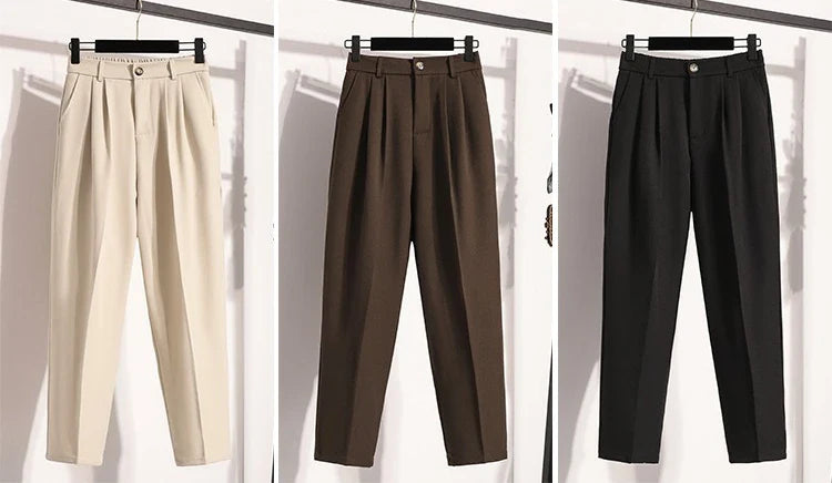 Plus Size Pants Woman 2026 Spring Autumn New Arrival High Waist Suit Pants High Quality Korean Style Straight Trousers