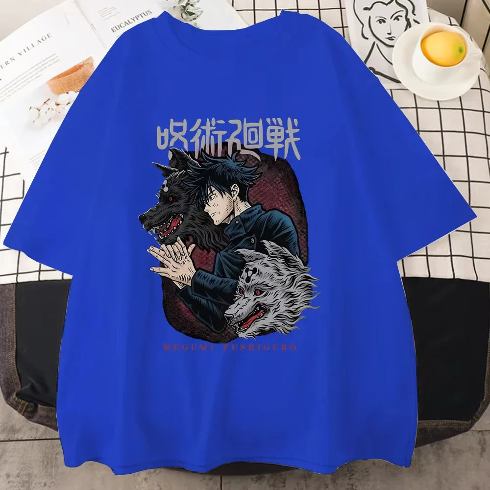 Fushiguro Megumi Printed T-shirt Men's Cool Street Loose T-shirt Summer Personalized Y2K Harajuku Shirt  Men T Shirt One Piece