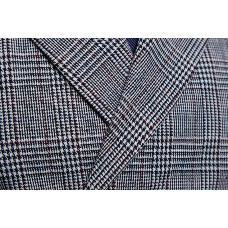 Men Vest Vintage Plaid Turn Down Collar Male Suit Vest Slim Double-breasted Sleeveless Business Casual Man Waistcoat