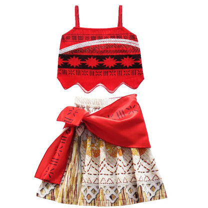 Princess Vaiana Fantasy Children Cosplay Moana Summer Girls Carnival Dress Kids Clothes Set Party Christmas Moana Costume