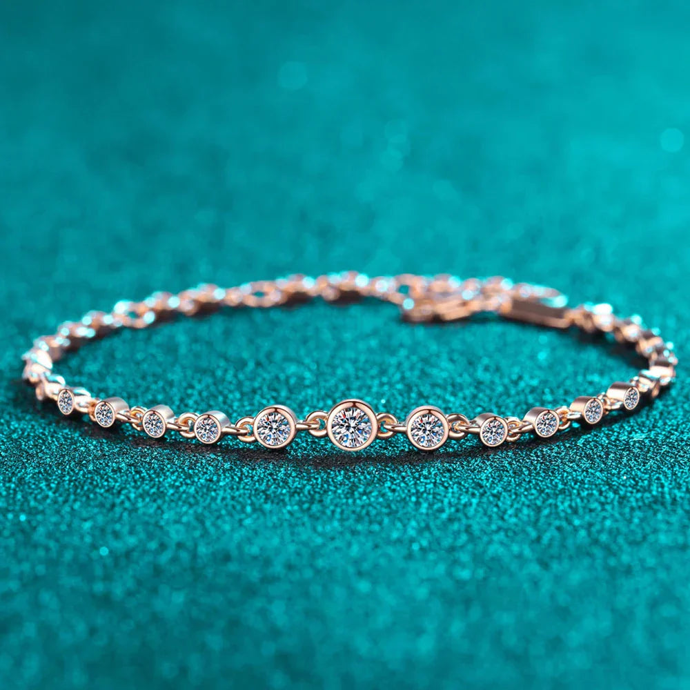 D VVS1 Moissanite Tennis Bracelets for Women Round Lab Diamond GRA 925 Sterling Silver 18k Dainty Bracelet Gift Jewelry