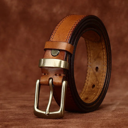 2.8CM Ladies Pure Cowhide High Quality Genuine Leather Belts for Women Needle Buckle Jeans Cowboy Waist Belt Luxury Designer