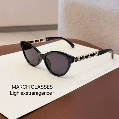 2025 New Fashion Cat Eye Sunglasses Women Hollow Chain Legs Sun Glasses Ladies Classic Goggle Oculos De Sol UV400 Sunshade