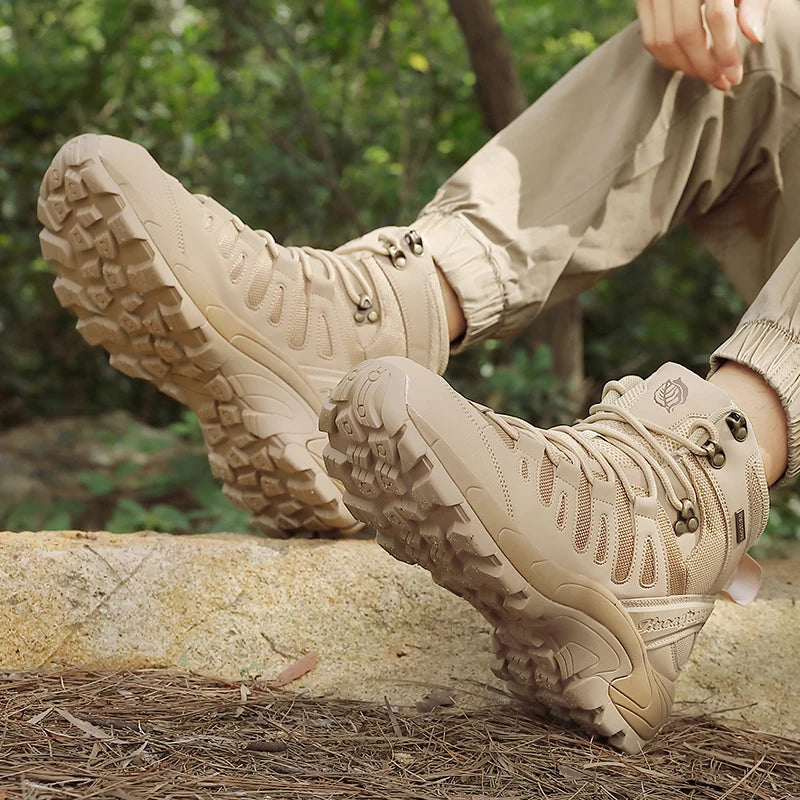 New Men Tactical Boot Breathable Safety Anti-Slip Hunting Boot Motorcycle Male Army Boots Desert Climbing Hiking Shoes Size Plus