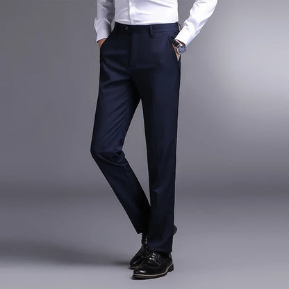 Top Grade New Brand Fashion Relax Fit Suit Pant Office Trousers For Men Dress Pants Business Straight Trousers Men's Clothing