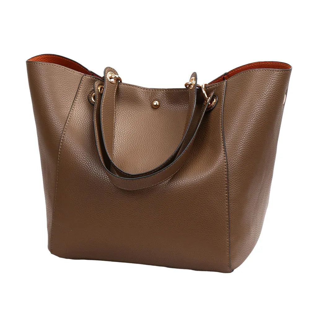 2PCS Luxury PU Leather Large Capacity Tote Bag Classic Women’s Handbag with Hand Coin Purse Top-Handle Shoulder Bag