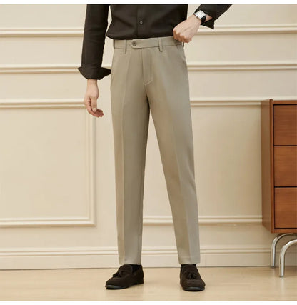 New Lnvisible Elastic Waist Design Men Business Casual Trousers High Quality Solid Slim Fit Office Social Fashion Suit Pants