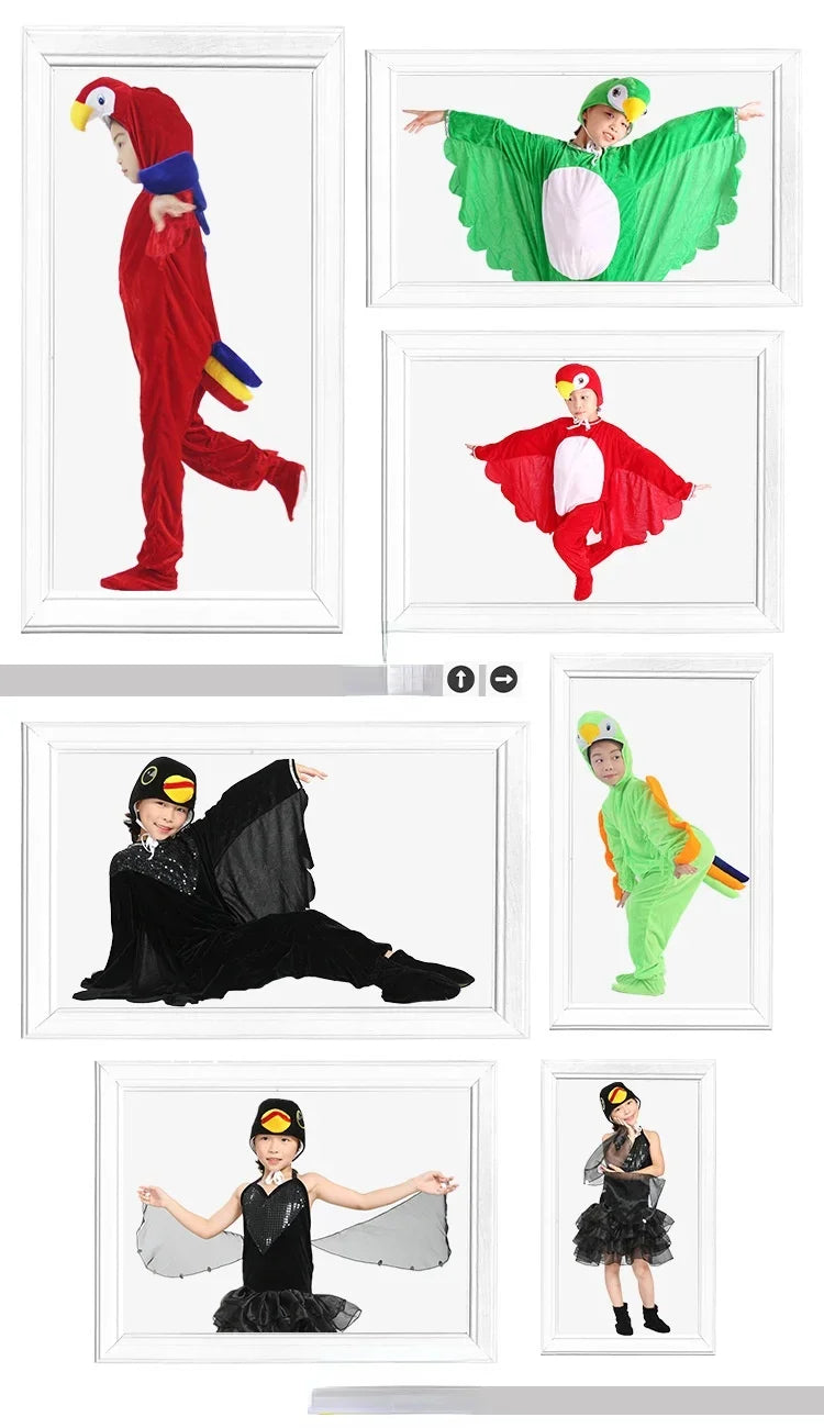 Kids Adults  Animal Bird Oriole Parrot Swallow Eagle Woodpecker Cosplay  Fancy Dress Jumpsuit Costume Gifts Set Halloween