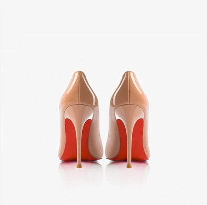 Women heels Naked color Women's elegant high heel Luxury Black shoes woman 2025 Red Shiny Bottoms Pointed Toe party Ladies Women
