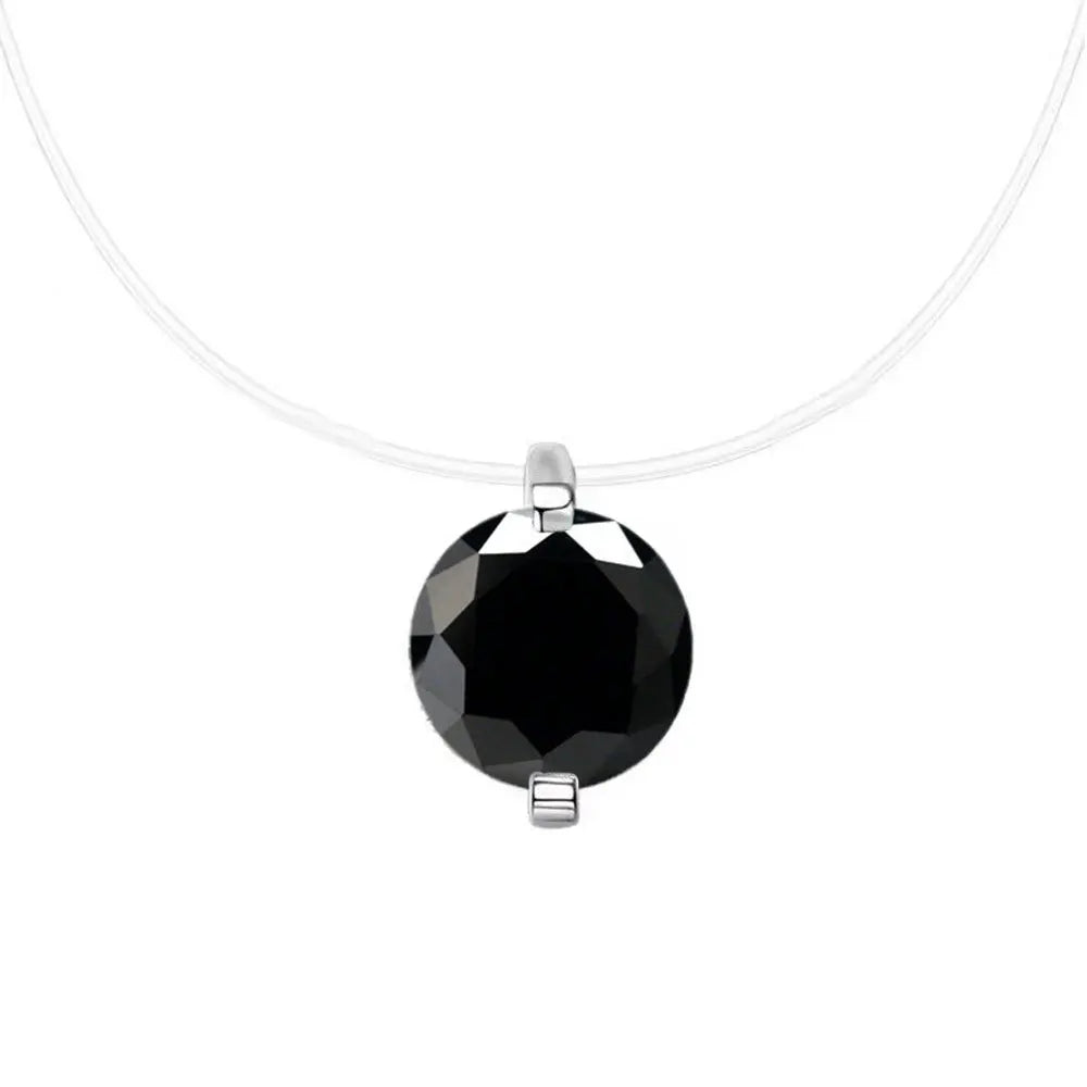 Blue Miossanite Pendant Necklace Transparent Fishing Line Clavicle Chain GRA Certified 925 Silver Choker Chain Jewelry