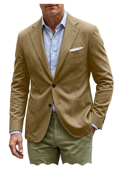Men's Cotton Blazer Notch Lapel 2 Button Slim Fit Suit Jacket Lightweight Breathable Business Casual Daily Sport Coat for Spring