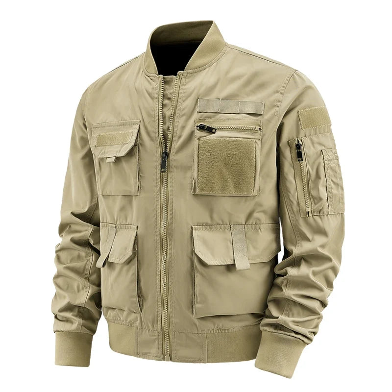 Spring And Autumn New Men's Jacket Solid Color Multi-Pocket Zipper Jacket Fashion Simple Casual Versatile Mening's Clothing