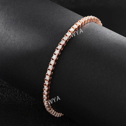 Real D Color Full 2/2.5/3/4/5/6.5mm Moissanite Tennis Bracelet For Women S925 Plated 18K Rose Gold Diamond Link Bracelets