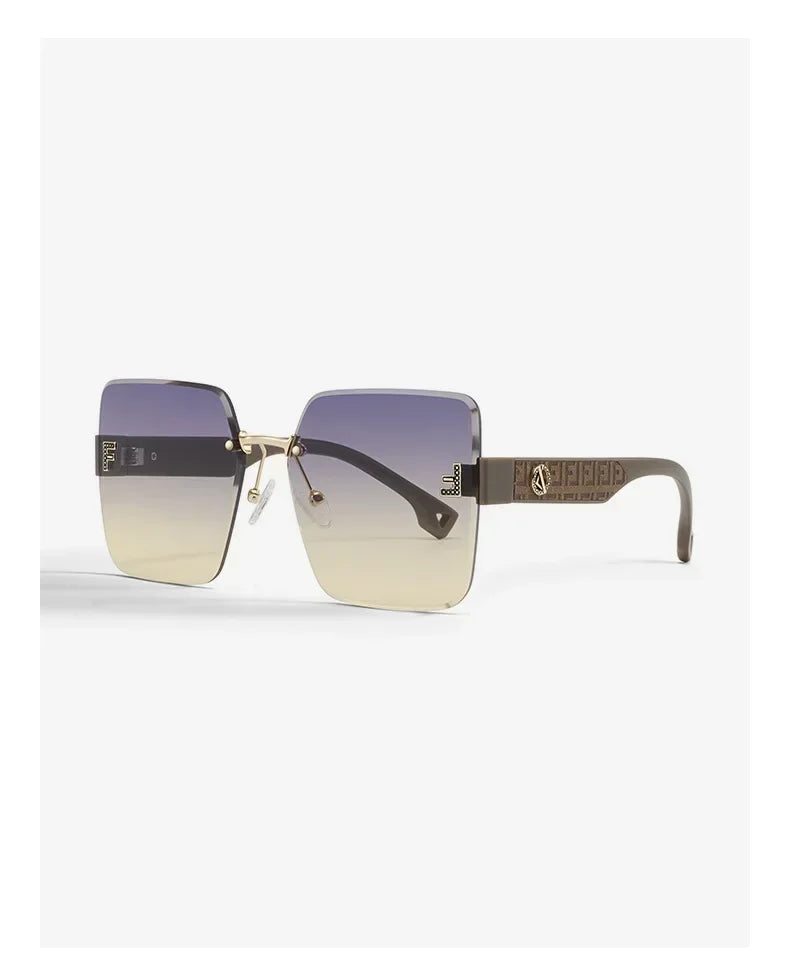 2025 New Fashion Gradient Sunglasses Women Square POLARIZED Ladies Sun Glasses Girls Rimless Vintage Luxury UV400 Gafas De Sol