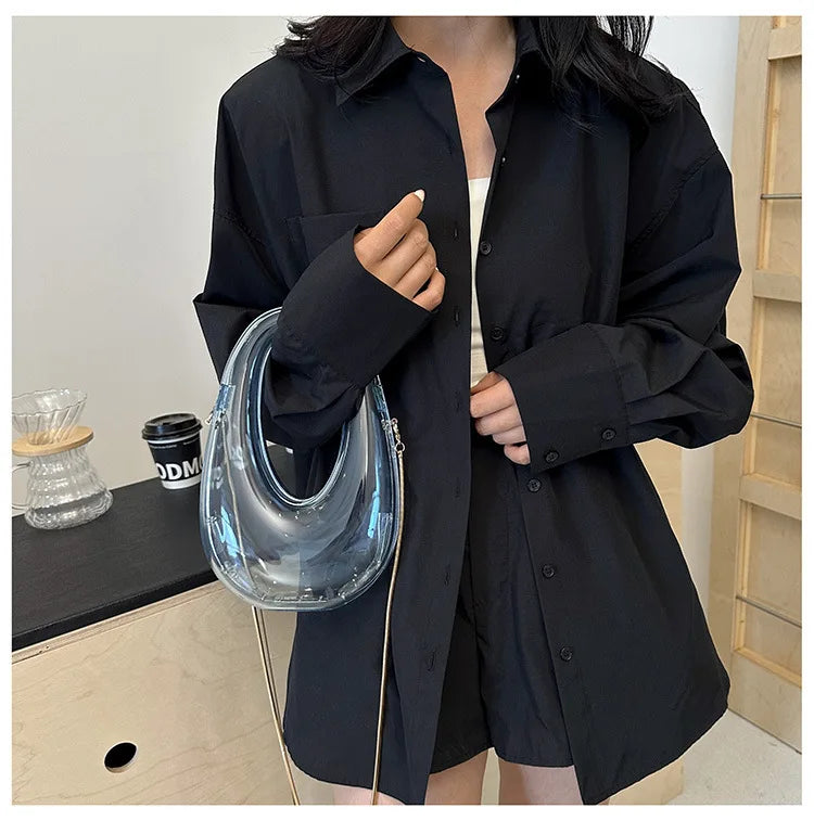 Acrylic Going Out Handbag Ins Famous Fashion Glossy Women's Dinner Bags Diagonal Span Wrist Bag Shoulder Messenger Bag