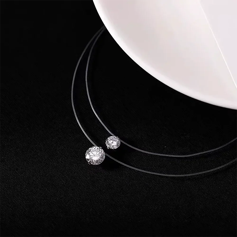 0.5/1/2carat Solitaire Moissanite Diamond Pendant NecklaceCertified Certificate Invisible Fishing Line Necklaces for Women