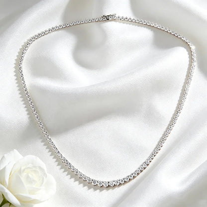 3 Claws Gradient Moissanite Tennis Necklace for Women Sparkling Full Diamond Luxury Jewelry Sterling Silver 925 Chain