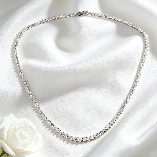 3 Claws Gradient Moissanite Tennis Necklace for Women Sparkling Full Diamond Luxury Jewelry Sterling Silver 925 Chain
