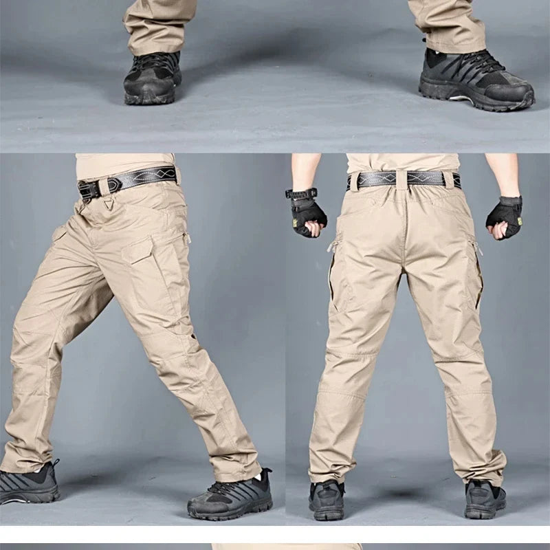 Summer Men's Tactical Cargo Pants Casual Trousers Multi-Pockets Waterproof Pants Lightweight Quick Dry Outdoor Hiking Trousers