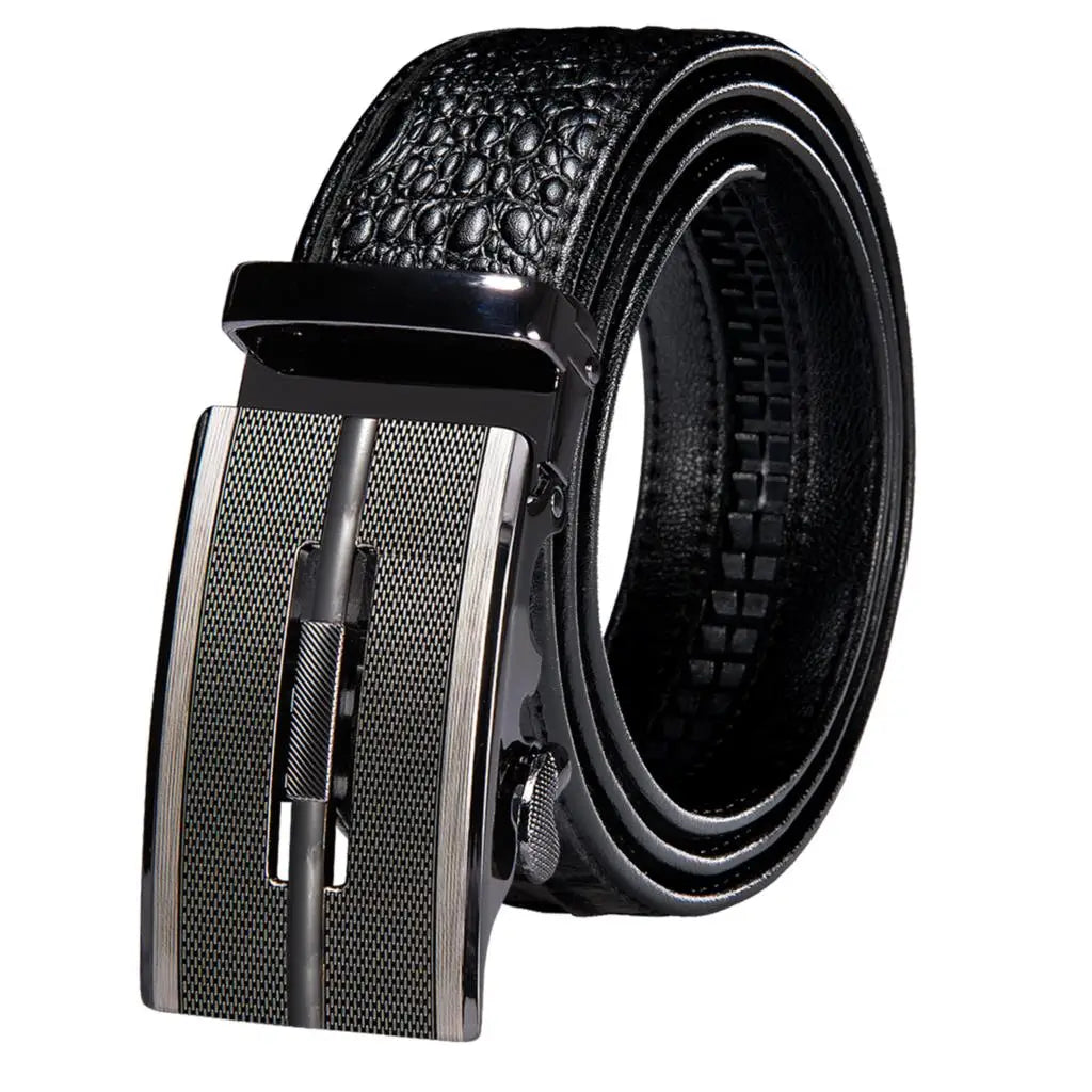 Crocodile Designer Luxury Genuine Leather Belts for Men Casual Jeans Belt Strap Gold Automatic Buckle Black Belt PD-2036