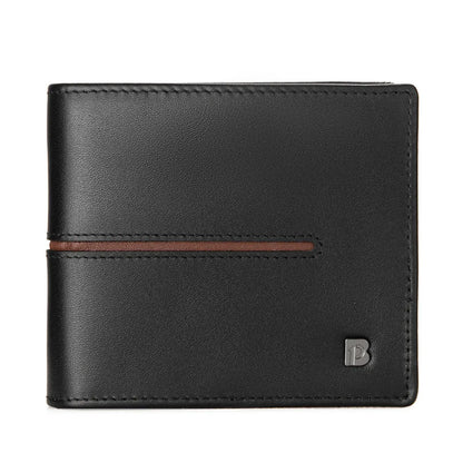 Men's Bifold Wallet Genuine Leather Black RFID Blocking Extra Capacity Card Slots & ID Window Durable Purse for Men Ideal Gift