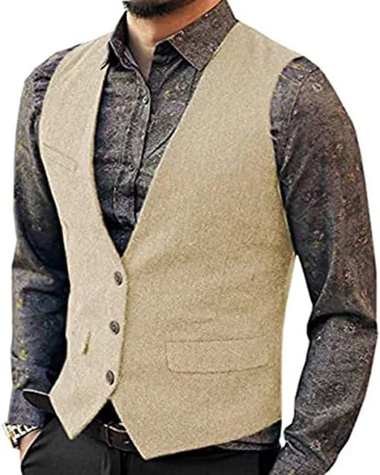 Black Men's Blazer Vest Euro Size Vintage Vests Man Single Breasted Outerwear Men's Suits Vest Spring Autumn Herringbone Vest