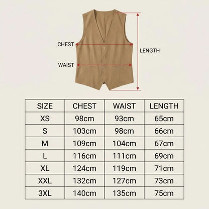 Men's Summer Linen Vest  V Neck Suit Waistcoat Casual Vest Regular Fit Men's Linen Vest