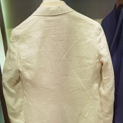 Men's Spring and Summer New Linen Blazer, Thin Vintage British Style Suit Jacket, Linen Material for Middle-Aged Business