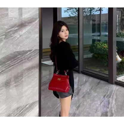 Lucia Elegant Buckle Genuine Leather Handbag for Women, Urban Casual Commuter Shoulder and Crossbody Bag