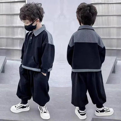 Sweatshirt Set Boys Outfit Kids Sets for Boy Autumn Winter Wear Children's Top Bottom Clothes Elementary Student Men's Korean