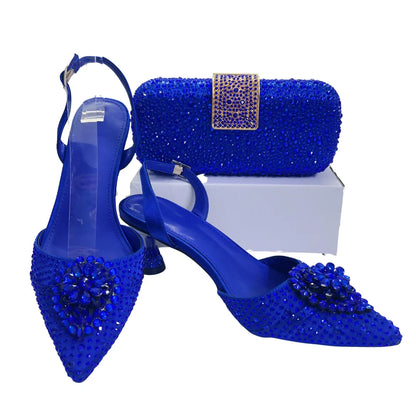 Women's Clutch Bag and Shoes Fairy Diamond High Heels Stylish Dress Shoes Pointed Toe Stiletto Heels Elegant Party Wedding Shoes