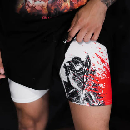 Y2K Summer Men Streetwear Anime Berserk Oversize Active Athletic Gym Short Pants Training Fitness Workout Track Shorts Clothes