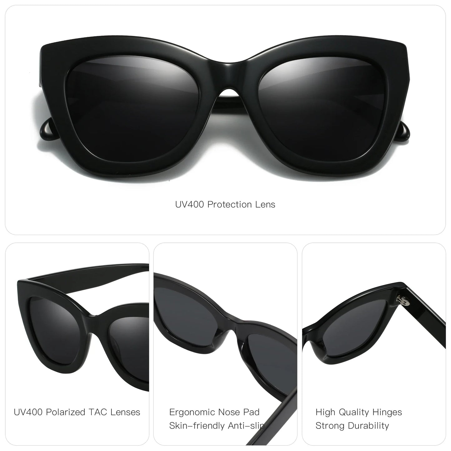 Handmade Acetate Polarized Sunglasses Fashion Square Shade UV400 Protection Sun Glasses for Women