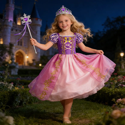 Girls Costume Children Cosplay Princess Dress Kids Halloween Birthday Pageant Party Rapunzel Dress Girl Carnival Tangled Clothes