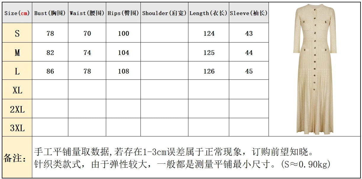 High Quality Fashionable Elastic Bright Silk Knitted Round Neck 7-inch Sleeve Single Row Button Lace Slim Fit Women's Dress