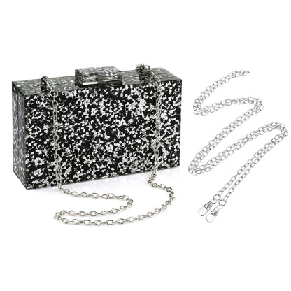 Women Handbags Evening Banquet Party Clutch Bag Rectangle Multicolor Geometric Trend Designed Acrylic Bags Chain Crossbody Bag